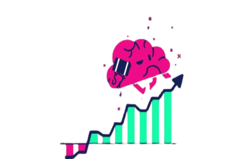 Image shows a brain walking up the bar graph. Cyberlink Digital ensures growth with video marketing.