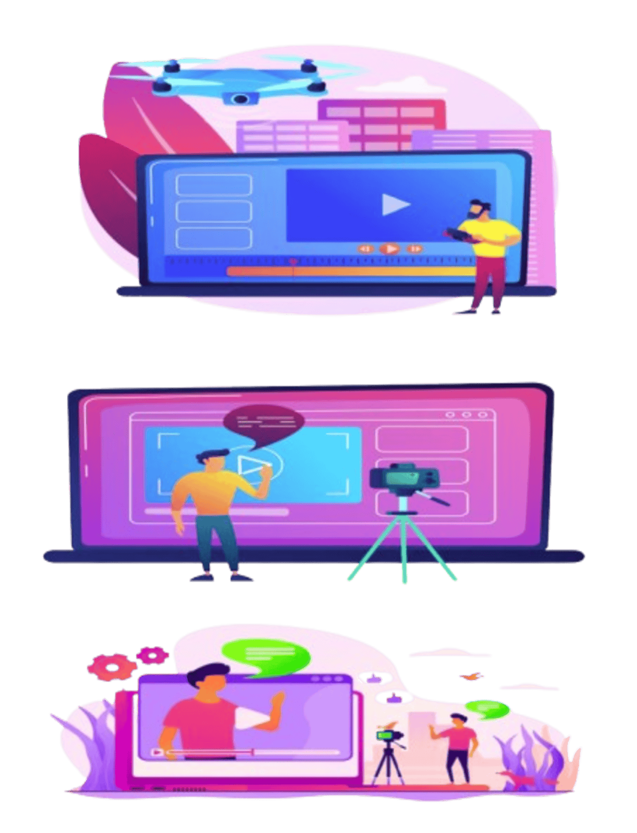 Video Distribution and Promotion. Image shows an illustration on Video Distribution on various social platforms